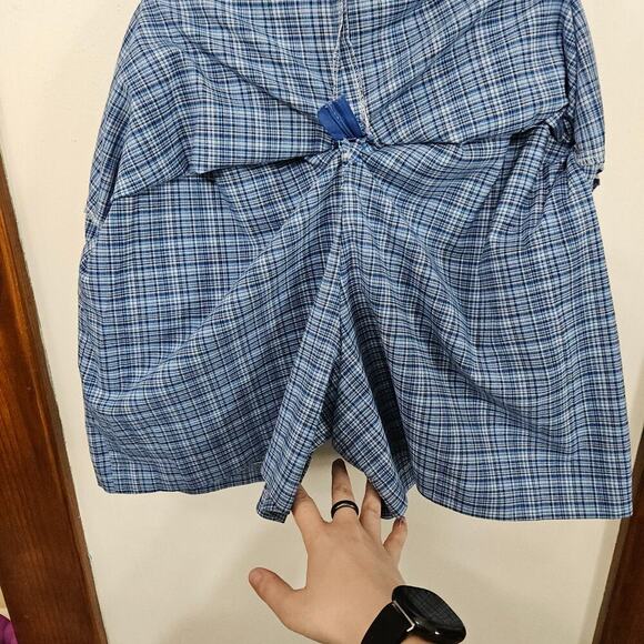 Vintage 90s Blue Plaid Stretchy Skort Skirt Fashion Bug Size Large Back Zipper - Picture 3 of 5